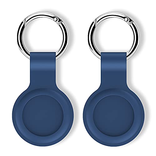 KUPOISHE Airtags Case, 2 Pack Airtag Keychain Accessories, Air Tag Silicone Protective Cover, Blue