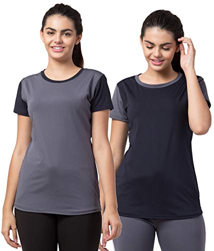 Image of BLUECON Combo Pack Solid Polyester Slim Fit Half Sleeve Women Tshirt /Multicolor Short Sleeve Tshirt for Women Sport Wear