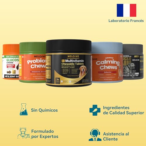 Meloive 8 en 1 Multivitaminas para Perro | Suplementos para Perros | Aumenta la Inmunidad,el Rendimiento Físico,la Salud de la Piel y Las Aticulaciones | con Pollo | 120 Compléments - imagen 7