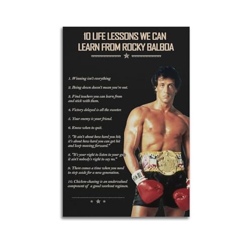 DATOZA Rocky Balboa Life Lessons Poster Pintura decorativa Lienzo Póster de pared e imagen de arte Impresión moderna Familia Dormitorio Decoración Pósteres 12x18 pulgadas (30x45cm)