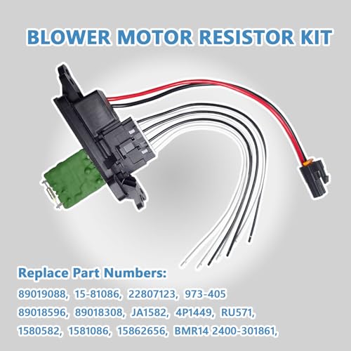 Image of 89019088 HVAC Blower Motor Resistor Kit with Harness fits for 2003-2006 Chevy Avalanche Silverado Suburban Tahoe, for GMC Sierra Yukon, Replaces 89019088 973-405, 15-81086, 22807123