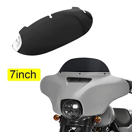Image of 7 inch Black Round Windshield Windscreen Compatible for 2014-2022 Harley Davidson Touring Street Glide /Electra Glide /Ultra Limited /Tri Glide FLHT FLHX FLHXS FLHTK