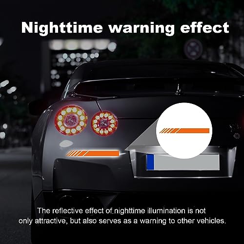 Image of Augeny 2 PCS Car Rear View Mirror Stickers, Waterproof Vinyl Auto Side Rearview Mirror Stripes, Universal Reflective Anti-Collision Striped Warning Decal for Most Vehicles (Orange)