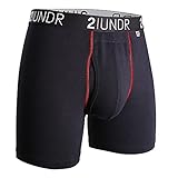 2undr Men's Swingshift Boxers, Fire Engine Black/Red, Large