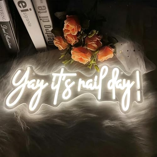 Image of Yay It's Nail Day Neon Sign for Wall Decor 16.5x6.3In | Dimmable Neon Sign for Home Shop Spa Beauty Nails Cosmetic Salon Wall Decor,Nail Room Decor Acessory,USB Powered