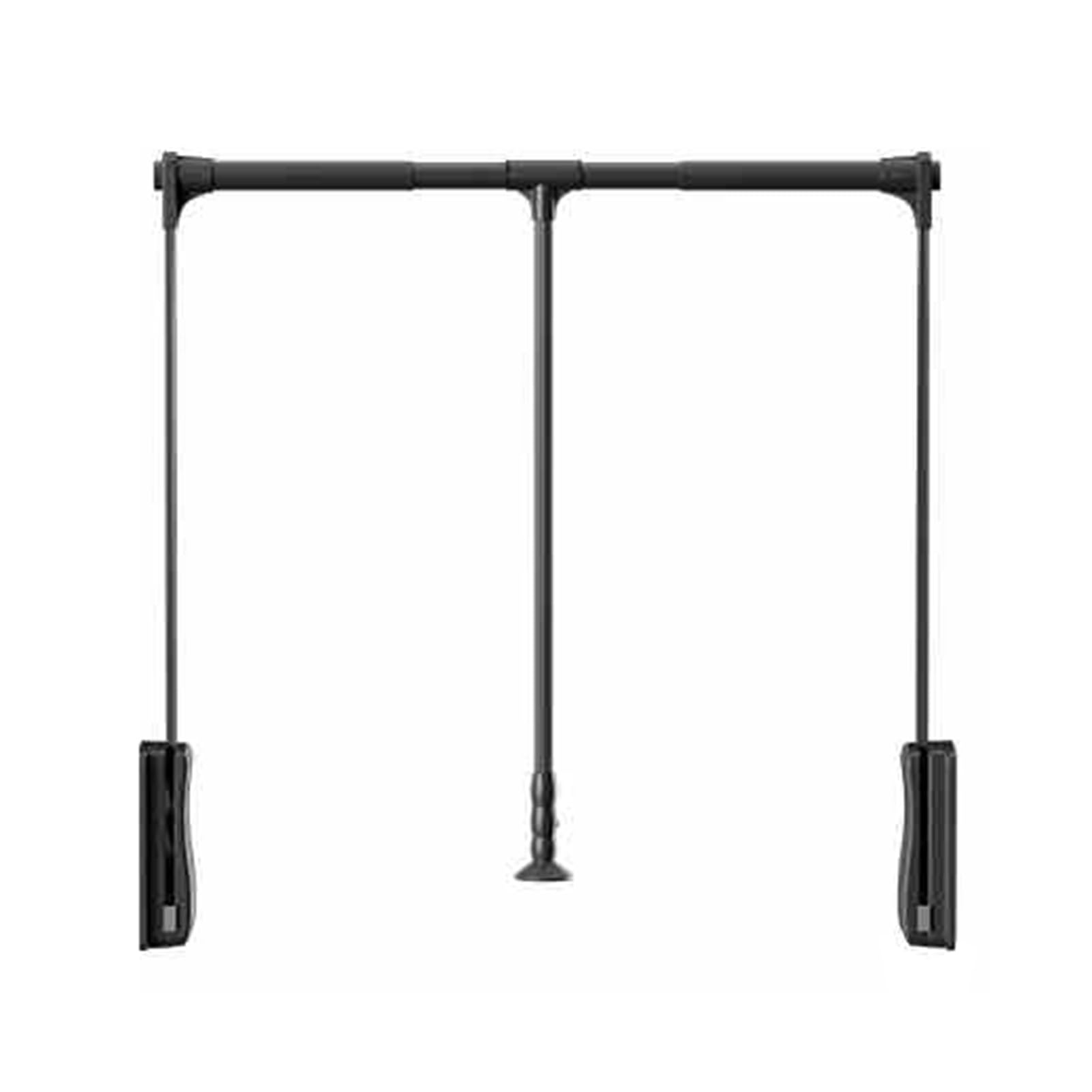 Barra de Armario abatible, Percha elevable con Doble Amortiguador, Capacidad de Carga de 45 kg, Barra de Ropa de aleación de Aluminio Ajustable de 55 a 125 cm (Negro, 930-1250 mm)