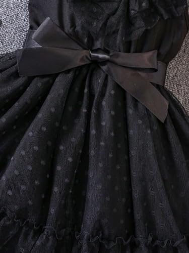 Image of TAGAS Girl Swiss Dot Ruffle Trim Belted Dress || Bagy Girl Dress||Baby Frock ||Sleeveless Dress for Girls