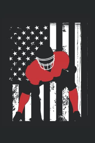 Red lineman on a USA flag: Dot Grid Jounal ToDo Exercise Book or Diary 6" x 9" (15.24 x 22.86 cm) 120 pages