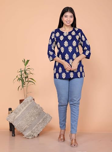 Image of Malikcraft Women's Rayon Printed Short Kurti Stylish Kurta for Women Trendy Short Kurta for Daily & Office Wear PR1