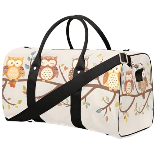 Travel Duffel Bag, Cute Owl Sports Tote Gym Bag Foldable Western Aztec Weekender Bag Carry on Luggage Handle Bag Overnight Shoulder Bag for Women Men,A-2013
