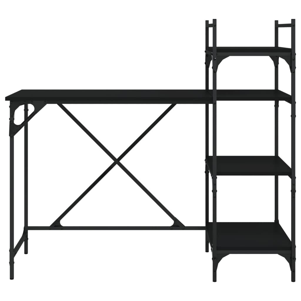 Scrivania per computer con ripiano nero, 120 x 47 x 109 cm, robusta struttura in metallo, in legno, tavolo da ufficio con molto spazio di archiviazione, ideale per ufficio, gaming e home