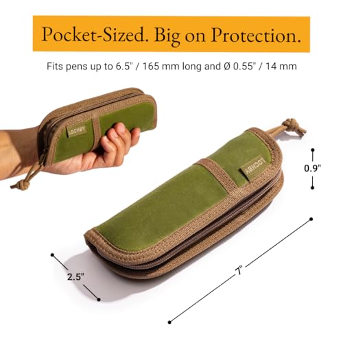 Image of LOCHBY Duo Pen Pouch | Slim and Elegant Pen Pouch, Durable Waxed Canvas, Lightly Padded for Fountain Pen and Mechanical Pencil, Compact Design Holds 2 Pens, for Everyday Carry