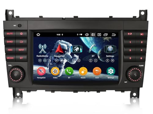 erisin 4GB 64GB Android 16 Estéreo de Coche Autoradio para Mercedes Benz Clase C/CLC/G W203 W463 Carplay GPS Radio SWC DSP Bluetooth WiFi IPS Pantalla táctil DVR Canbus (sin Reproductor de CD/DVD)
