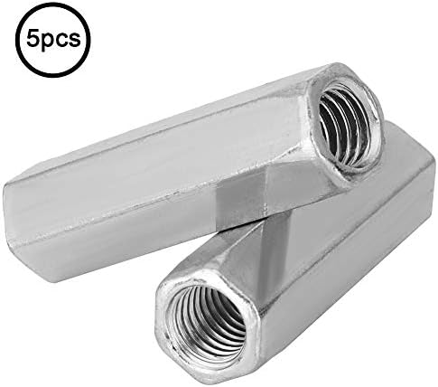 M10 Hex Coupling Nut, Zinc Plated Long Rod Coupling Hex Nut, Carbon Steel Metric Hex Coupling Nut, 4 Pack(M10*50mm)