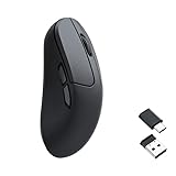 Keychron M3 Kabellose optische Maus, 2.4 GHz/Bluetooth 5.2, 1000 Hz, programmierbarer, PixArt 3311 Sensor, 12000 DPI/300 IPS, leicht und ergonomisch, Gaming-Maus für Windows, Mac und Linux – Schwarz