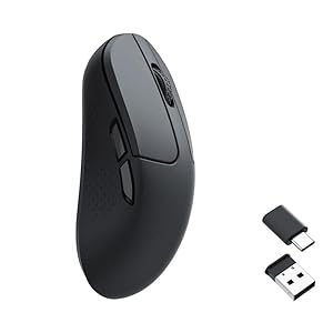 Keychron M3 Kabellose optische Maus, 2.4 GHz/Bluetooth 5.2, 1000 Hz, programmierbarer, PixArt 3311 Sensor, 12000 DPI/300 IPS, leicht und ergonomisch, Gaming-Maus für Windows, Mac und Linux – Schwarz