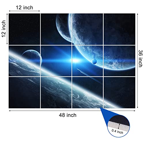 Dmsky Art Acoustic Panels,48“x36”Acoustical Wall Panel, Decorative Sound Absorbing Panel for Walls, Studio Acoustic Treatment Soundproof Wall Panel（12 Pack,Space）