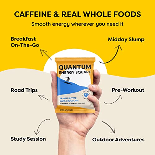 Quantum Organic Caffeinated Energy Bars - 10G Plant Based Protein - 1 Cup Of Coffee Per Bar -  Vegan, Gluten Free, Dairy & Soy Free - Breakfast Bars - Healthy Snacks - Variety 8 Pk #TOP1