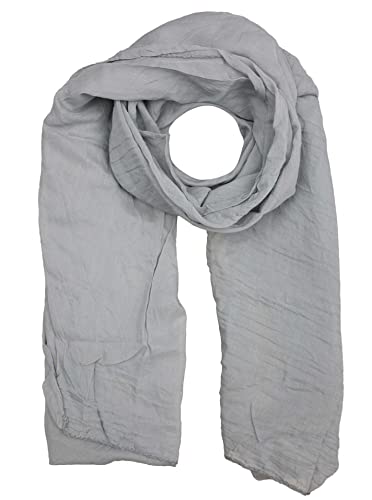 Cashmere Dreams Seiden-Tuch im Uni Design - Hochwertiger Schal für Damen Mädchen - Halstuch - Umschlagstuch - Loop - weicher Schlauchschal für Sommer Herbst und Winter Zwillingsherz - grau Cover