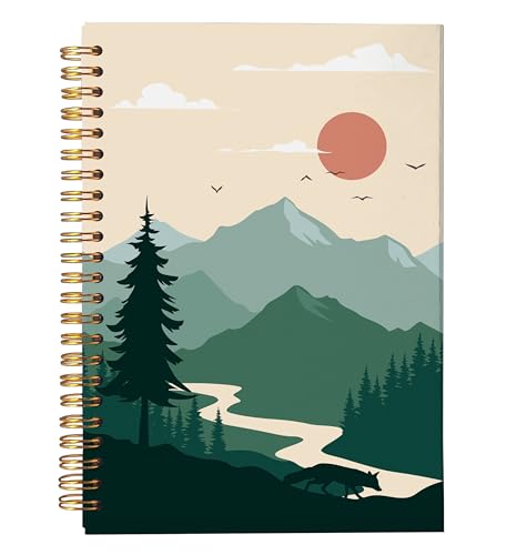 NEGIGA Boho Notebook, Boho Journal, Boho Gifts for Women, Boho Office Supplies, Boho Sun Mountain Spiral Notebook 5.5x8.3