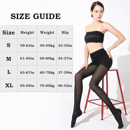 Anseom Lot de 2 Collants pour Femme - 30 Deniers Transparents Collant Gainant Indéchirable, Taille Haute Collants Renforcés (FR/ES, Alpha/lettres, M, Taille normale, Taille normale, Noir) – vue 2