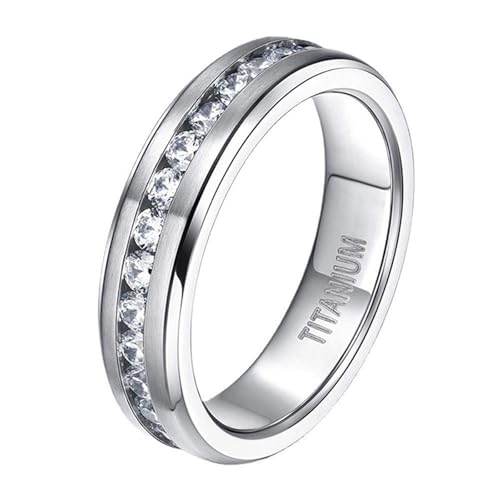 Bague couple en titane avec dôme en zirconium de style alliance élégante taille 52 à 71