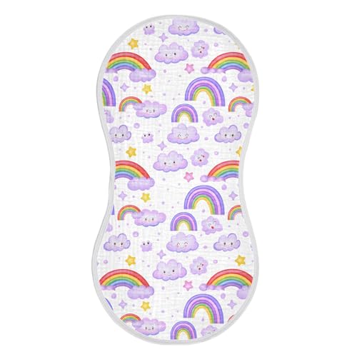 xigua Colorful Rainbows Muslin Baby Burp Cloths Set of 4, Super Soft & Absorbent Burping Rags, Cotton Burp Clothes Shower Gift for Newborn, Baby Girls and Boys - Main Image