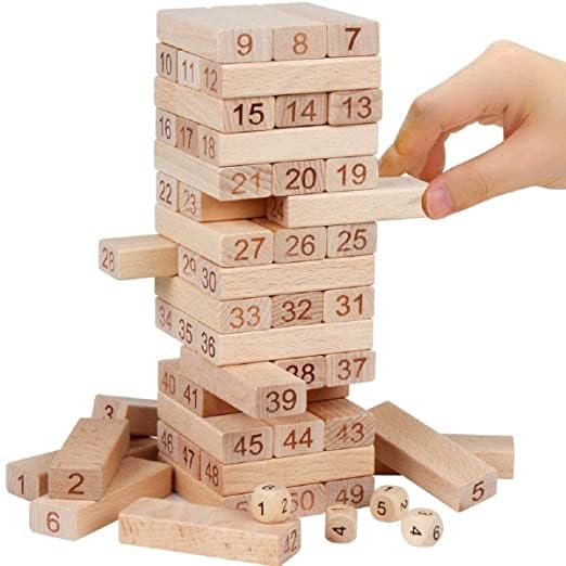Goyals Tumbling Tower Blocks Puzzle Game for Kids and Adults, Brown Wooden Blocks 54 with 4 Dices Game| Stacking Game Challenging| Maths Game (B0DC3GQ5RD) Amazon Price History, Amazon Price Tracker