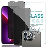 Pehael [2+2 Pack] iPhone 13 Pro Max Privacy Screen Protector with Camera Lens Protector Full Coverage Anti-Spy Tempered Glass Film 9H Hardness Upgrade Edge Protection Easy Installation Bubble Free