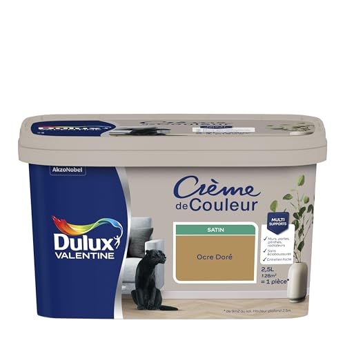 Dulux Valentine Crème de Couleur - Peinture multi-supports intérieure - Satin Ocre Doré 2,5 L