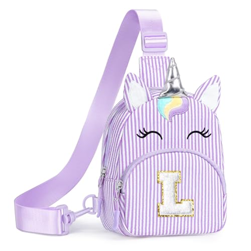 Image of YOOLIFE Unicorn Fanny Pack Girl Sling Bag Crossbody Birthday Gift, Purple L | Unicorn Sling Bags Crossbody Bag for Little Girls Purse, Birthday Gifts for 2 3 4 5 6 7 8 Year Old Girl Kids Daughter Sister