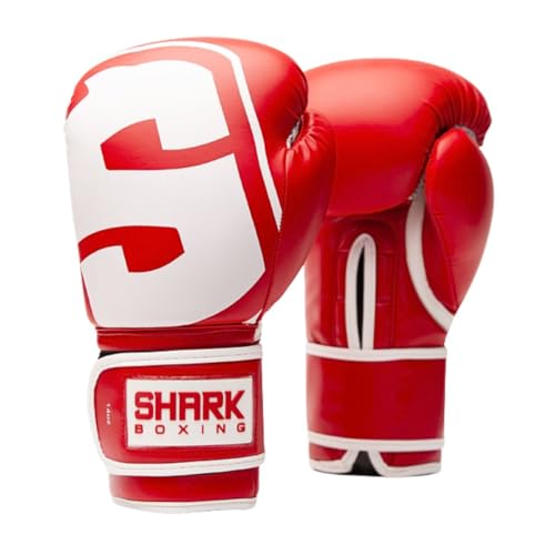 SHARK BOXING Guantes Boxeo Hombre, Mujer, Unisex SKF 3.0 | 14oz, 12oz, 10oz, 16oz | Guantes Muay Thai, Kick Boxing, Boxeo (Rojo, 12oz)