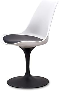 ZIJUAN Silla De Comedor Acolchada Moderna, Silla Giratoria Tulip Bar Silla Perezosa Sala De Estar Estudio De Cocina Computadora Oficina Ocio Al Aire Libre Silla Reclinable Sofá (Color : Black/White)