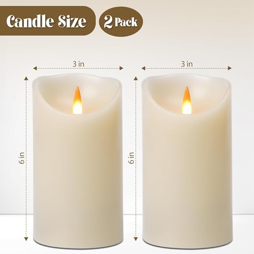 Image of Flameless Candles with Remote, 2 Pack 6 Inch Real Wax LED | Rechargeable Real Wax LED Candles with 3D Flicker, Remote and Timer for Safe flameless Home, Wedding and Holiday Decor.