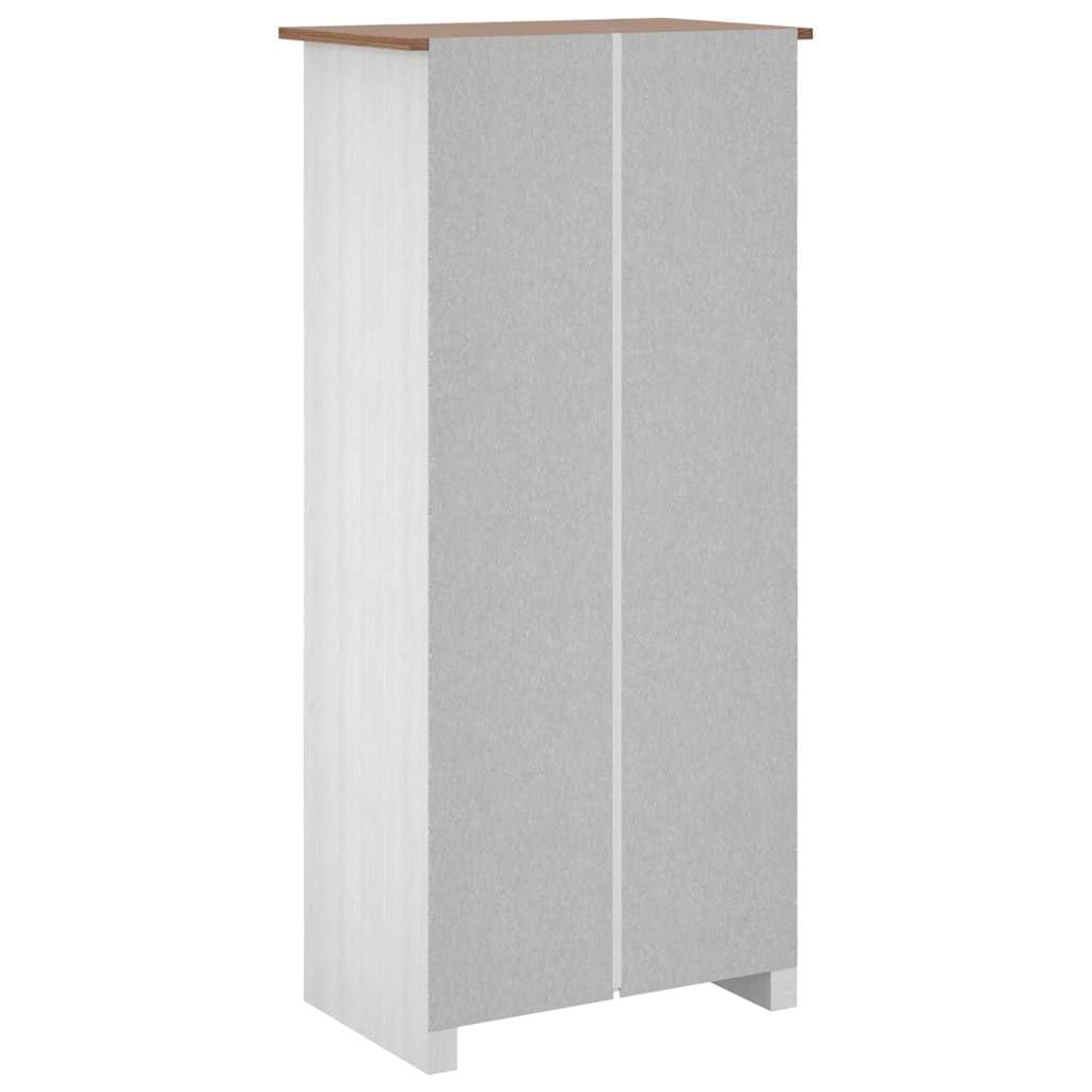 Armoire blanche 80 x 50 x 171,5 cm en bois massif avec 2 compartiments et barre de suspension pour chambre à coucher, chambre d'enfant, couloir, espace de rangement, vestiaire, robuste
