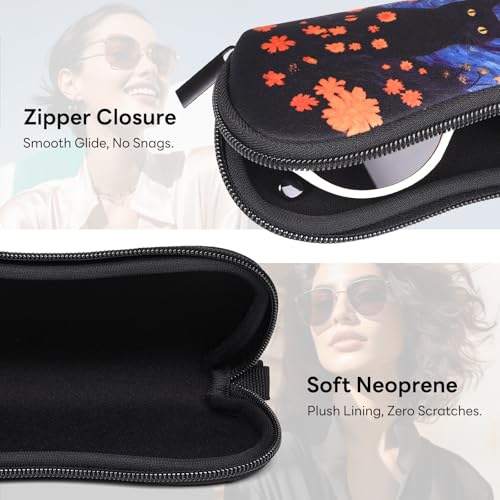 Image of Sunglasses Case with Belt Clip, Ultra Light Neoprene Zipper Soft Padded Glasses Case for Women Men