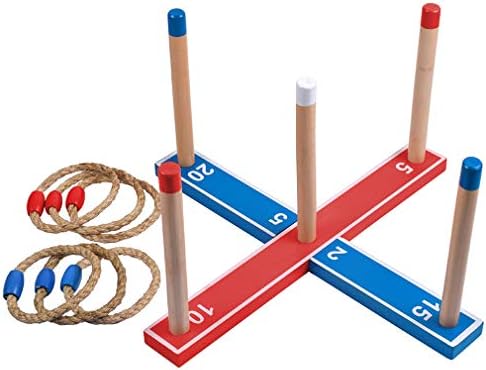 Ring Toss Lawn Games for Kids and Adults Family Outdoor Yard Game Set Includes 6 Rope Rings