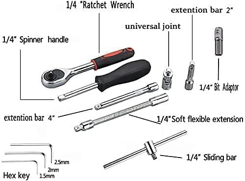 Catron 46 In 1 Pcs Screwdriver and Socket,Hand Tool Kit Wrench Set Multi Purpose Combination Tool Case Precision Car Tool Kit 3