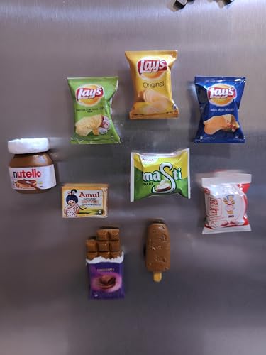 Image of Bumbleberry Dairy Chocolate and Chips Miniature 3D Food Fridge Magnet | Set of 9 | Kitchen Decor | Handmade in India | 3D Fridge Magnets | Best for Gifting