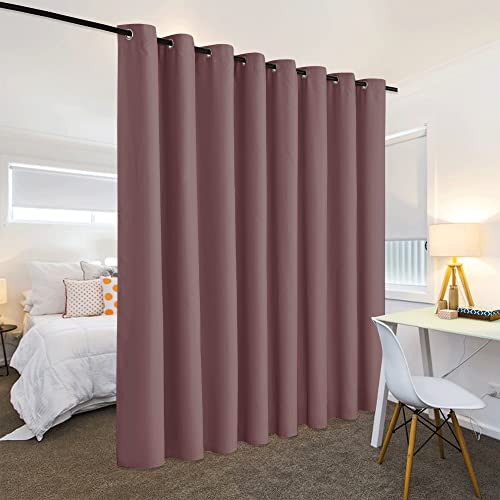 Image of RYB HOME Privacy Room Divider Curtains for Office Bedroom Separation Sound Proof Blanket for Doorway Patio Sliding Glass Door Large Window Curtains Insulating Blackout, W 15 x T 8 ft, Wild Rose