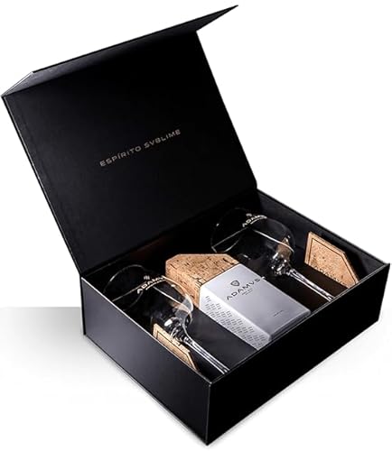 ADAMUS GIN - Gin Adamus Organic Dry Gin Premium Pack - Set con 2 Bicchieri da Gin Originali Adamus - Coppe da Gin in Vetro - 44,4% Vol. 700 ml