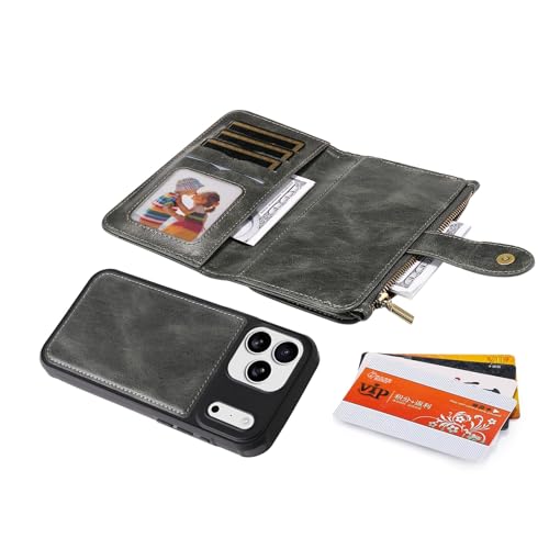 Étui portefeuille iPhone 14 Pro Max cuir marron housse rabat fente cartes fermeture éclair