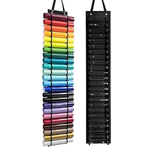 Vinyl Roll Holder – 24 Compartments Vinyl Storage Organizer Pockets Storage, Wall Mount Over The Door Vinyl Roll Storage Rack Vinyl Carrying Holder Bag Gift Wrap Organizer for Craft