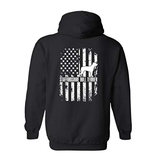 AreFrog Staffordshire Bull Terrier Flag Hoodie for Mens, Womens Hoodie, Gift (L,Black)