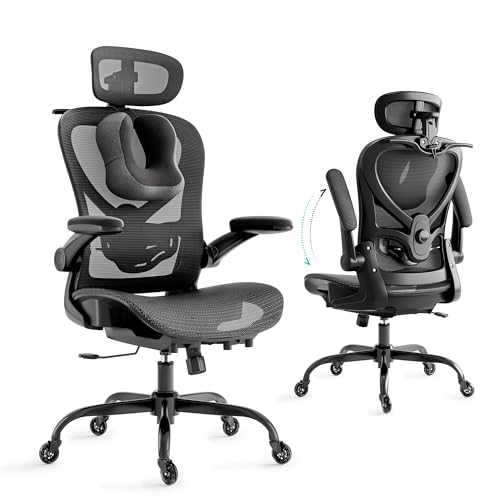 LarkLeaves Cadeira Escritorio com Travesseiro para Pescoço e Encosto de Cabeça 3D, Cadeira Ergonomic