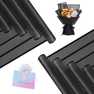 REAXYZNN 20 hojas de papel de regalo de flores, papel de regalo floral negro impermeable para manualidades, suministros de floristería, embalaje para boda, día de San Valentín, regalo de cumpleaños