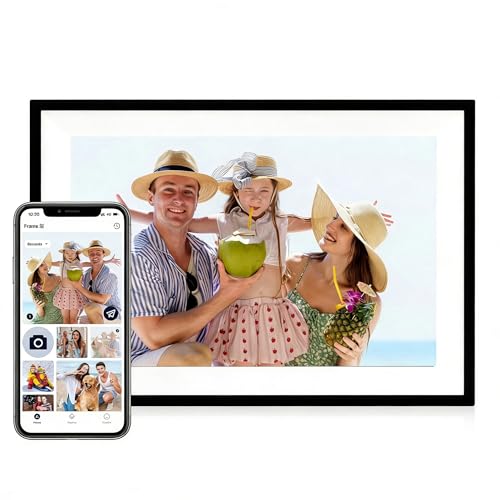 Hyjoy Digitaler Bilderrahmen WLAN 8 Zoll, Smart WiFi Digitale Bilderrahmen mit IPS-Touchscreen HD-Display, 8GB Speicher Einfaches Einrichten zum Teilen von Fotos oder Videos überall über AiMOR App