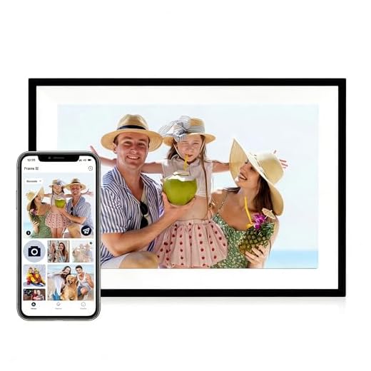 Hyjoy Digitaler Bilderrahmen WLAN 8 Zoll, Smart WiFi Digitale Bilderrahmen mit IPS-Touchscreen HD-Display, 8GB Speicher Einfaches Einrichten zum Teilen von Fotos oder Videos überall über AiMOR App