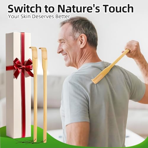 Renook 12PCS Back Scratcher,16.5\" Bamboo Wooden Back Scratchers for Men Women,Strong Sturdy Self-Massager for Scratching Itches On Back, Arm, Leg, Head, Body, Best Gift for Pregnant Women/the Elderly