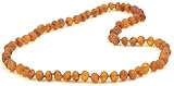 Raw Amber Necklace for Adults - 17.7 Inches - Cognac Color - Baltic Amber Land - Hand-made From Unpolished / Certified Baltic Amber Beads - Knotted - Screw Clasp (Cognac)